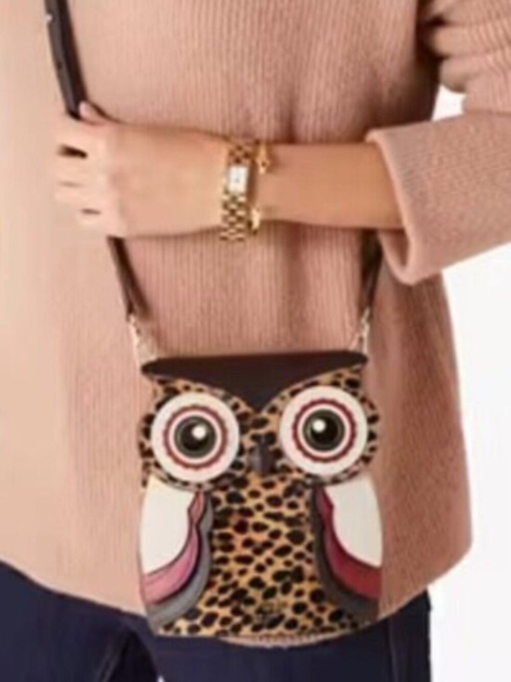 NWT Kate Spade Blinx Leopard 3d Owl Crossbody